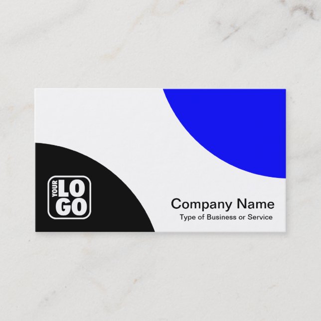 Alternating Curves - Black and Blue Business Card (Front)