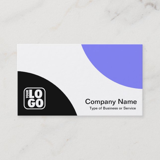 Alternating Curves - Black and Mid Blue Business Card (Front)