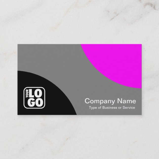 Alternating Curves - Black. Grey and Magenta Business Card (Front)