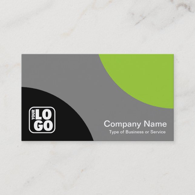 Alternating Curves - Black Grey and Martian Green Business Card (Front)