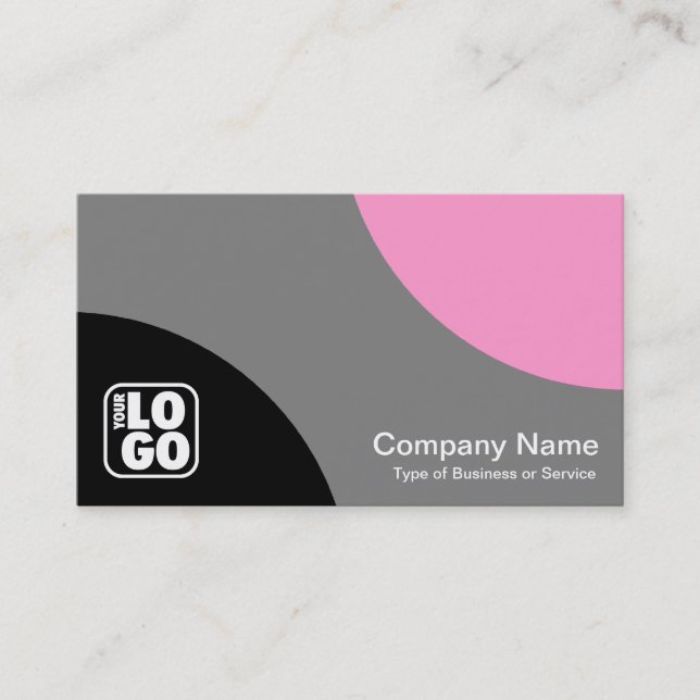 Alternating Curves - Black Grey and Pink Business Card (Front)