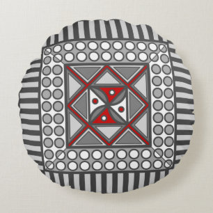 Alternating Geometric Round Pillow