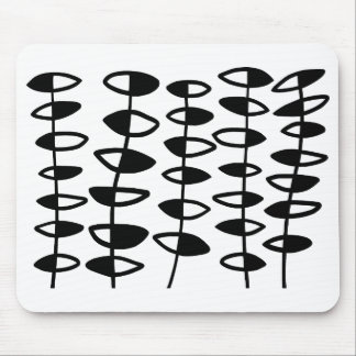 Alternating Leaves Abstract - Black and White Mouse Pad