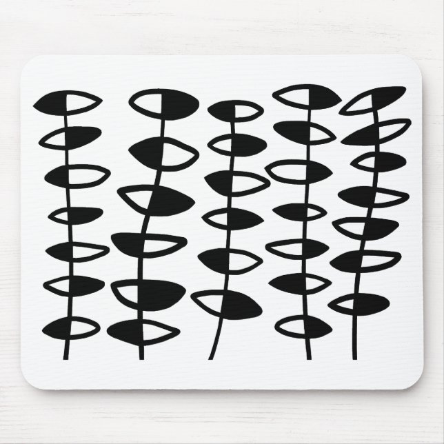 Alternating Leaves Abstract - Black and White Mouse Pad (Front)