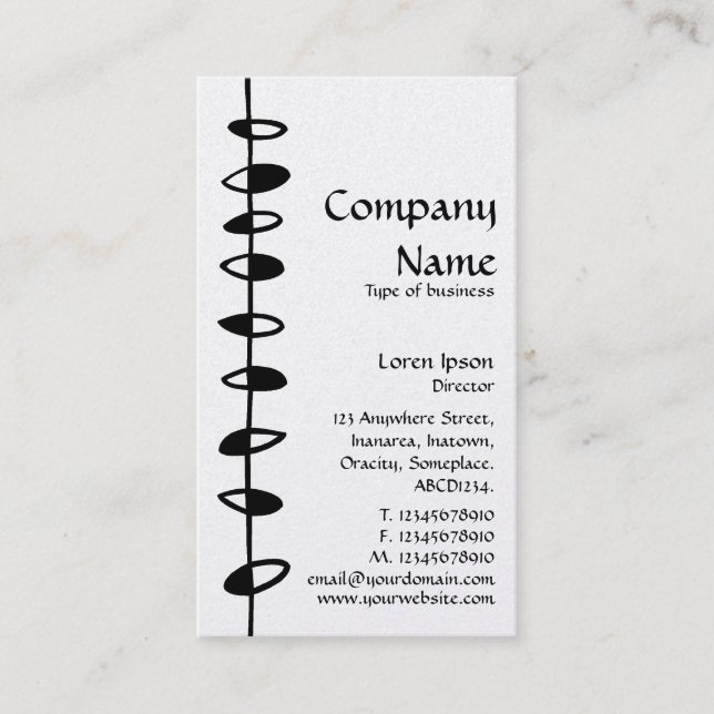 Alternating Leaves - Black on White (Gold) Business Card (Front)