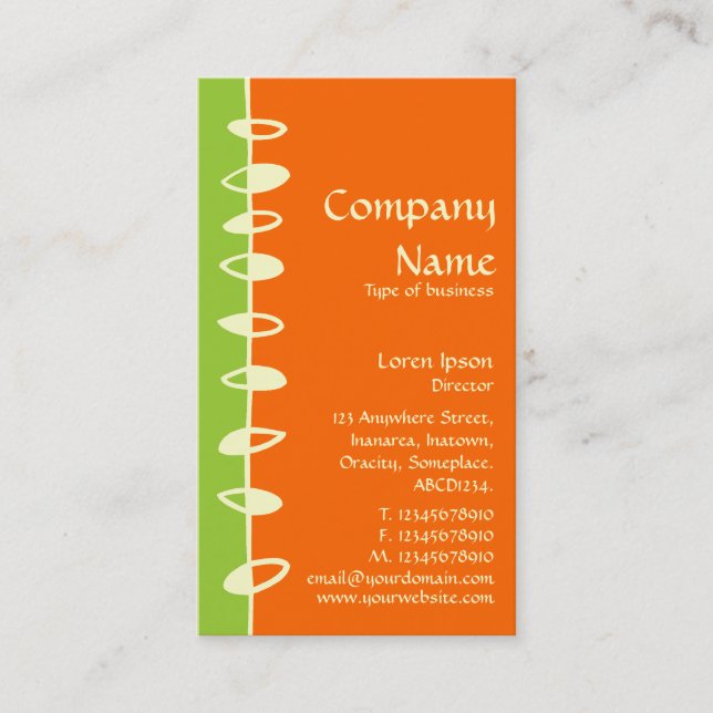 Alternating Leaves - Green, Orange and Cream Business Card (Front)