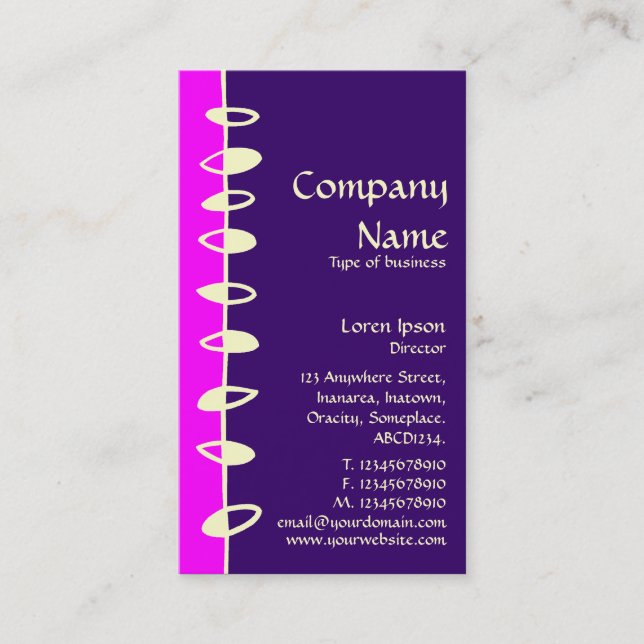 Alternating Leaves - Magenta, Deep Purple & Cream Business Card (Front)