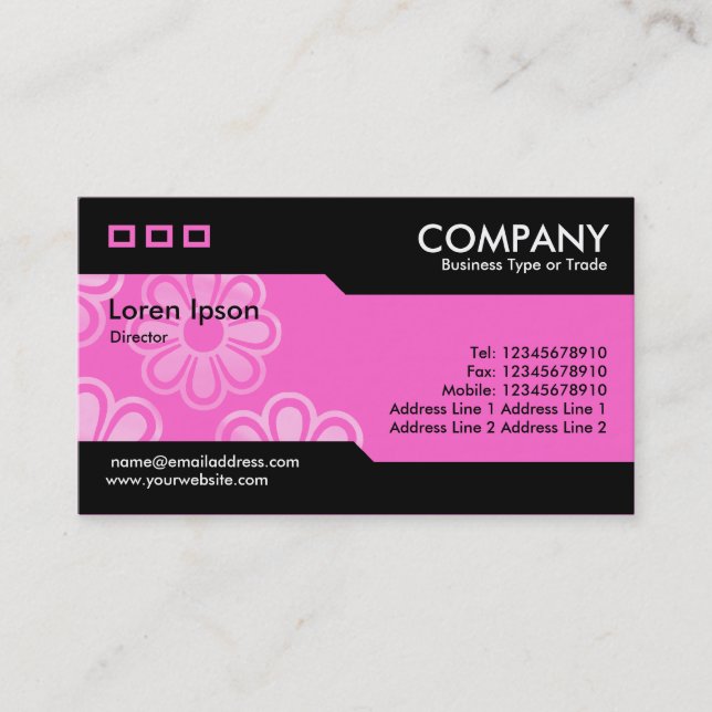 Alternating - Pink Cascadng Flowers Texture Business Card (Front)