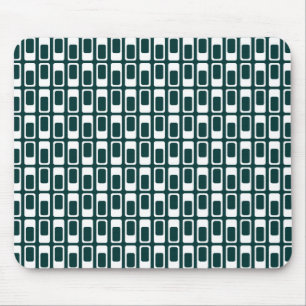 Alternating Rectangles (White with Dark Green) Mouse Pad
