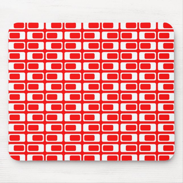 Alternating Rectangles (White with Red) Mouse Pad (Front)