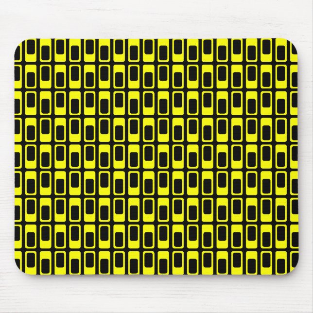 Alternating Rectangles (Yellow with Black) Mouse Pad (Front)