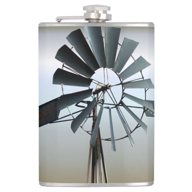 Alternative Energy - Pinwheel Windmill Power Hip Flask (Front)