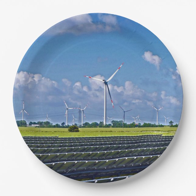 Alternative Energy - Solar and Wind Paper Plate (Front)