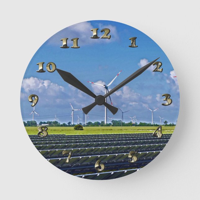 Alternative Energy - Solar and Wind Round Clock (Front)
