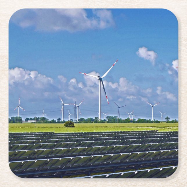 Alternative Energy - Solar and Wind Square Paper Coaster (Front)