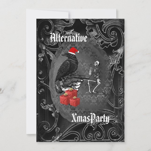 Alternative  Gothic Santa Christmas Invitation (Front)