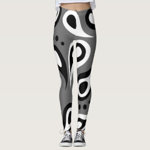 Alternative Grunge Black White Paisley Retro Leggi Leggings