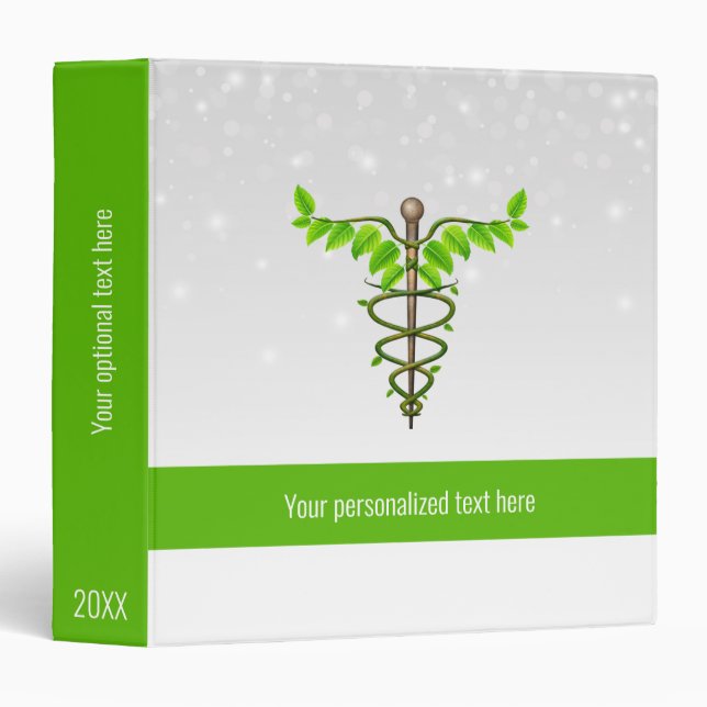 Alternative Medical Caduceus Green Leaves White Binder (Front/Spine)