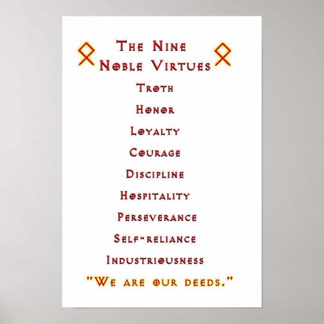 Alternative Nine Noble Virtues Poster (Front)