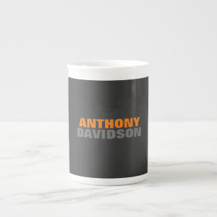 Alternative Perfect Size Grey Orange Bold Text Bone China Mug