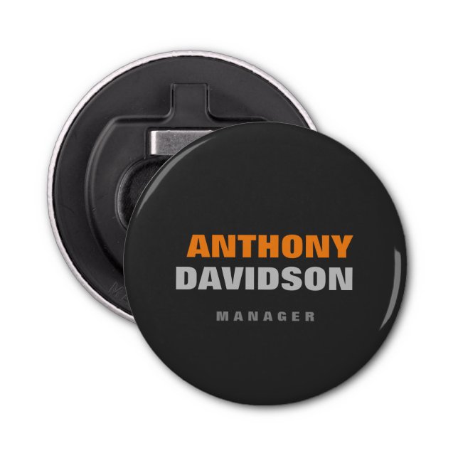 Alternative Perfect Size Grey Orange Bold Text Bottle Opener (Front)