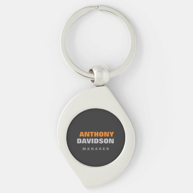 Alternative Perfect Size Grey Orange Bold Text Keychain (Front)