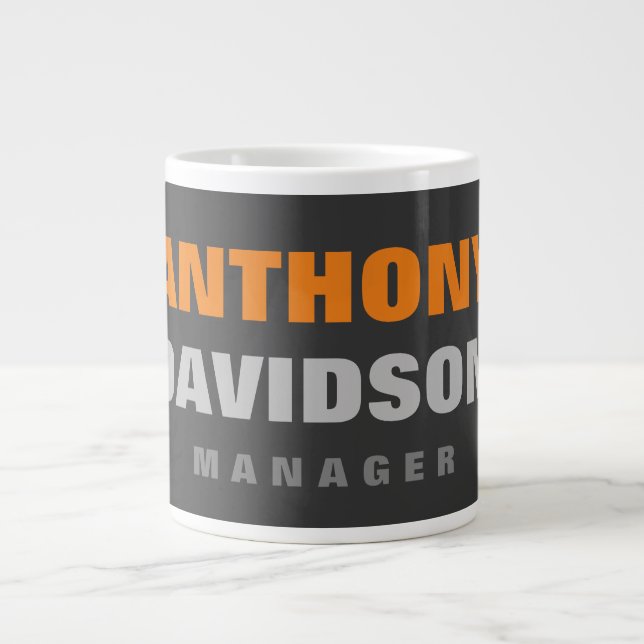 Alternative Perfect Size Grey Orange Bold Text Large Coffee Mug (Front)