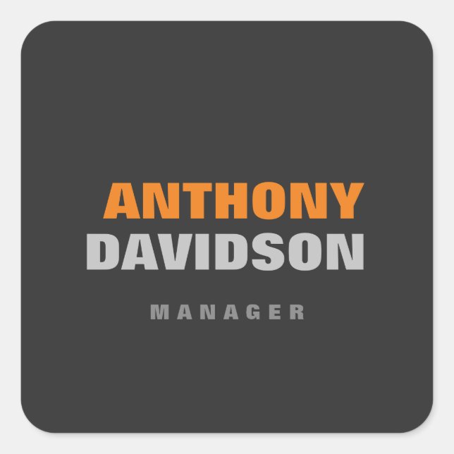 Alternative Perfect Size Grey Orange Bold Text Square Sticker (Front)