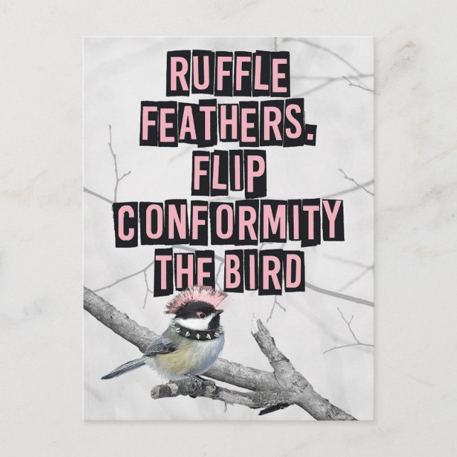 Alternative Punk Bird Anti Conformity Postcard (Front)