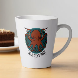Alternative Red Octopus Logo Add Your Text Artwork Latte Mug