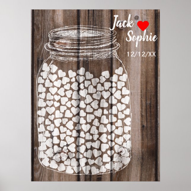 Alternative wedding guest book mason wood 150 (Front)