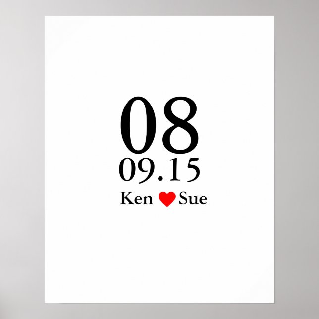 Alternative wedding guest signing book big date poster (Front)