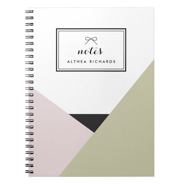 Althea Blush & Taupe Personalized Notebook (Front)