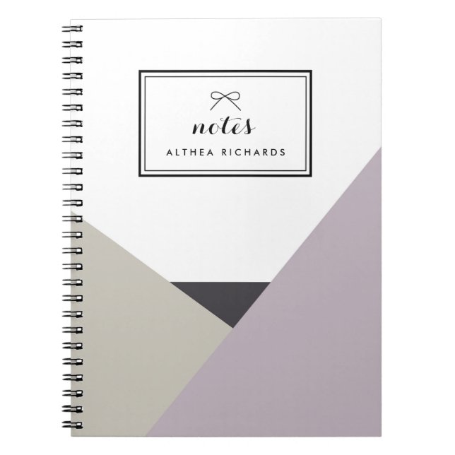 Althea Lilac & Grey Personalized Notebook (Front)