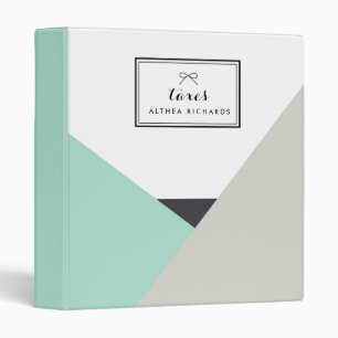 Althea Mint & Grey Abstract Personalized Binder
