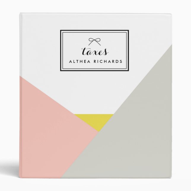 Althea Pink & Grey Abstract Personalized Binder (Front)