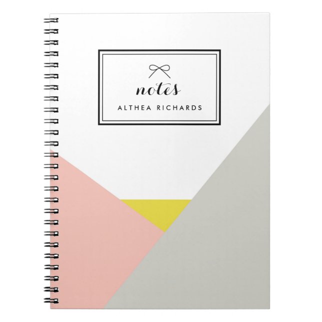 Althea Pink & Grey Personalized Notebook (Front)