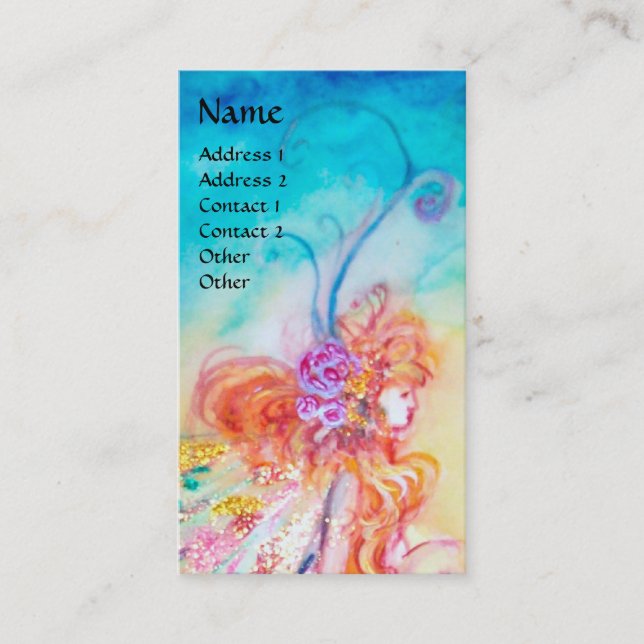 ALTHEA /Whimsical Fairy on the Pink Flower Business Card (Front)
