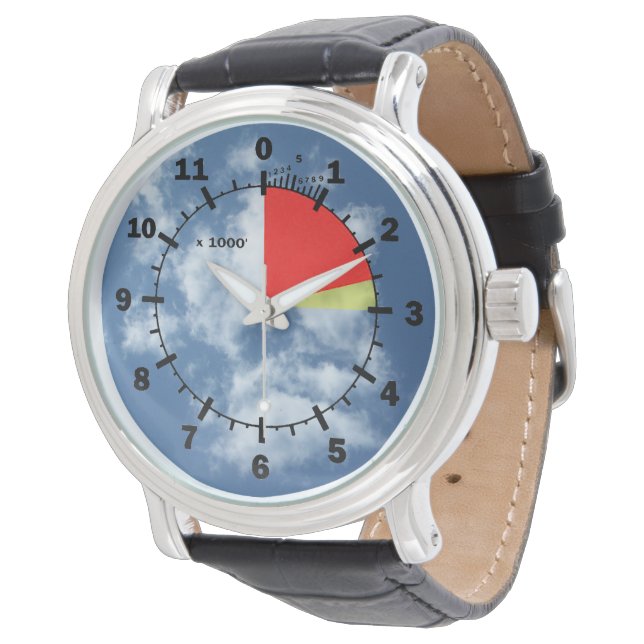 Altimeter in the Clouds Trendy Wrist Watch (Angled)