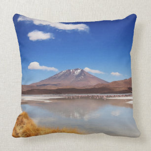 Altiplano landscape with volcano in Bolivia Throw Pillow