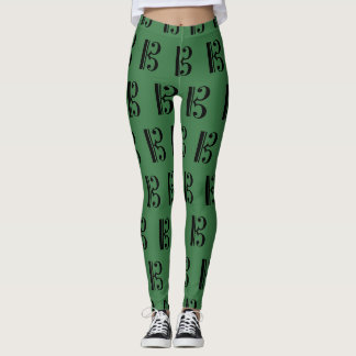 Alto Clef C-Clef Viola Music Strings Green Black Leggings