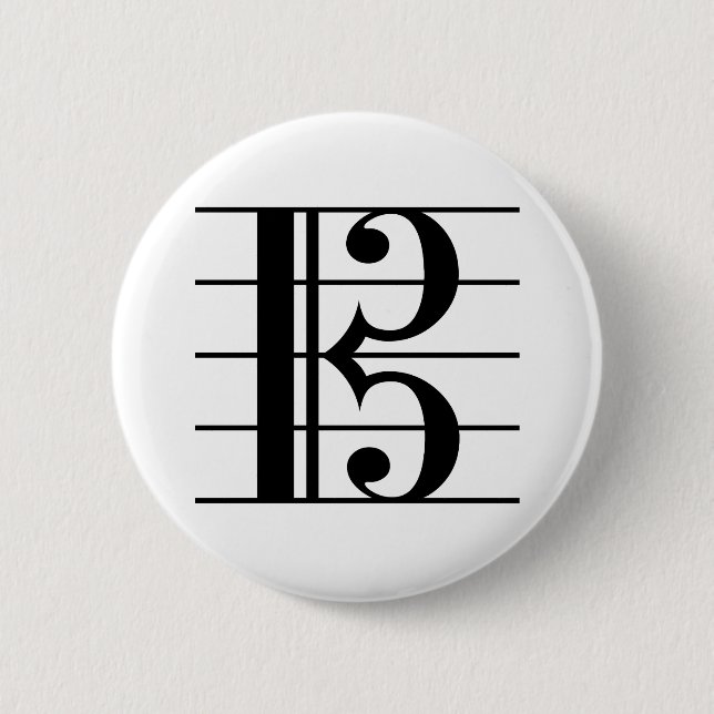 Alto Clef on Staff 2 Inch Round Button (Front)