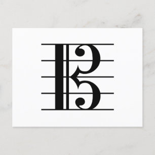 Alto Clef on Staff C-Clef Viola Music Black White  Postcard