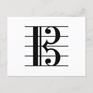 Alto Clef on Staff C-Clef Viola Music Black White Postcard
