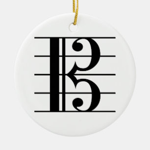 Alto Clef on Staff Ceramic Ornament