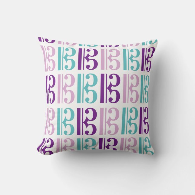 Alto Clef - Purple and Teal Throw Pillow (Front)
