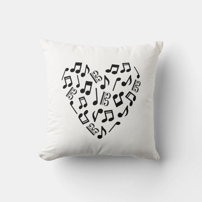 Alto Clef Viola Heart Love Music Notes White Throw Pillow (Front)
