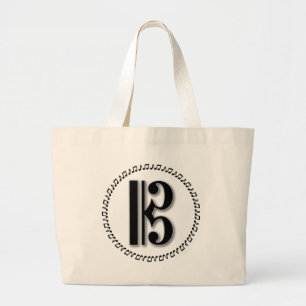 Alto or Tenor Clef Music Note Design C Clef Large Tote Bag