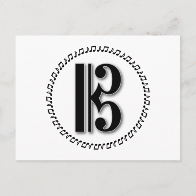 Alto or Tenor Clef Music Note Design C Clef Postcard (Front)