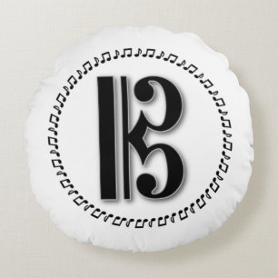 Alto or Tenor Clef Music Note Design C Clef Round Pillow